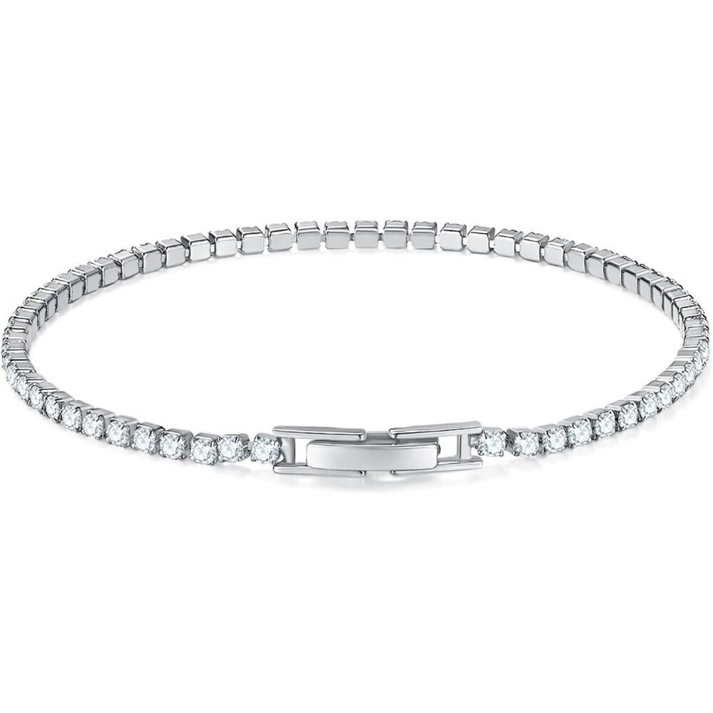 Hypoallergenic Tennis Bracelet with Secure Clasp, 5.5 to 8 Inch Adjustable Fit